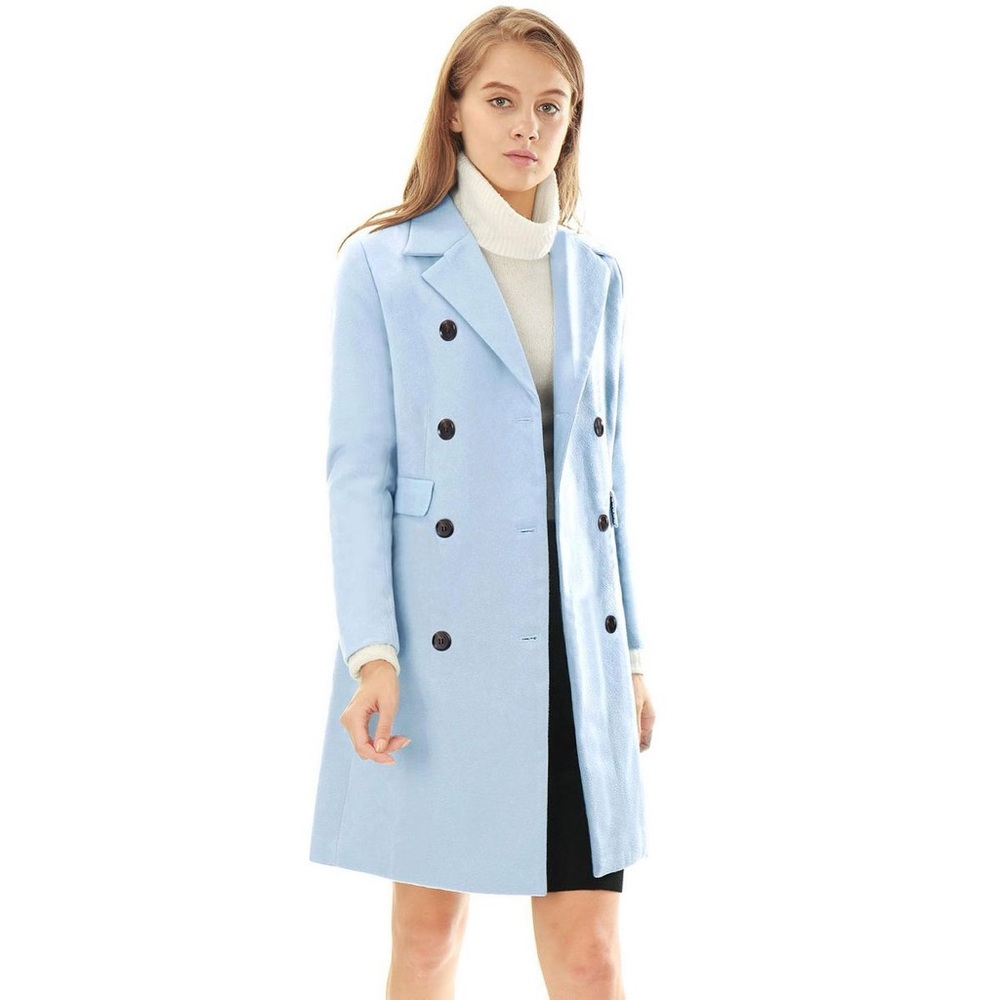 Blue Double Breasted Winter Overcoat NWOT XL - Picture 5 of 10